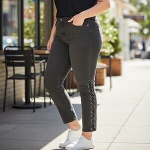 Torrid Black Lace-Up Ankle Skinny Jeans Size 18R Stretch